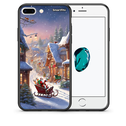 Θήκη iPhone 7 Plus/8 Plus Christmas Snow από τη Smartfits με σχέδιο στο πίσω μέρος και μαύρο περίβλημα | iPhone 7 Plus/8 Plus Christmas Snow case with colorful back and black bezels