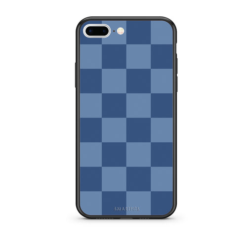 Θήκη iPhone 7 Plus / 8 Plus Denim Blue Checkerboard από τη Smartfits με σχέδιο στο πίσω μέρος και μαύρο περίβλημα | iPhone 7 Plus / 8 Plus Denim Blue Checkerboard case with colorful back and black bezels