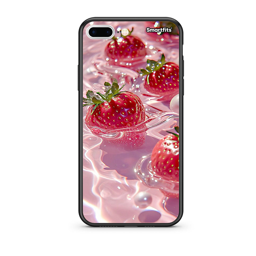 iPhone 7 Plus/8 Plus Juicy Strawberries θήκη από τη Smartfits με σχέδιο στο πίσω μέρος και μαύρο περίβλημα | Smartphone case with colorful back and black bezels by Smartfits