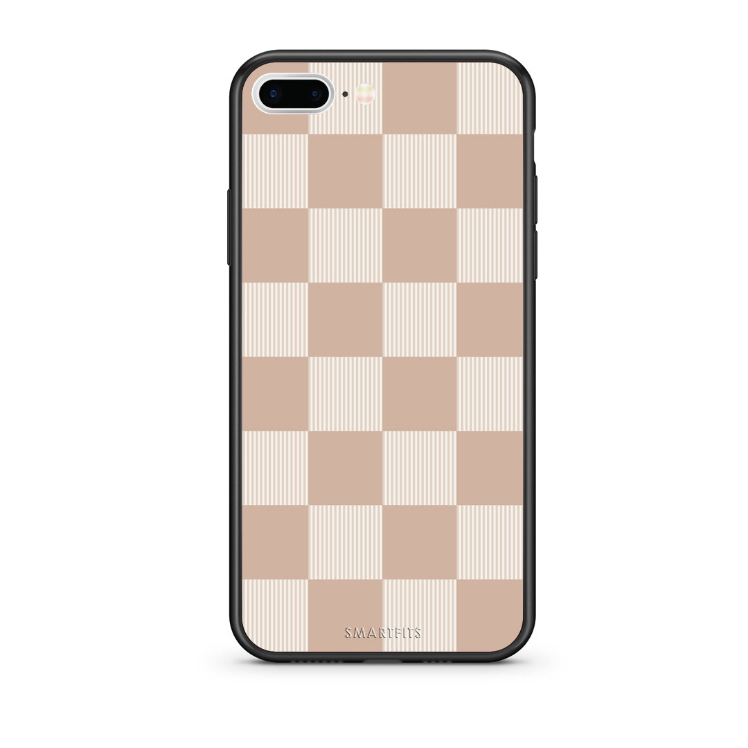 Θήκη iPhone 7 Plus / 8 Plus Latte and Cream Striped Checks από τη Smartfits με σχέδιο στο πίσω μέρος και μαύρο περίβλημα | iPhone 7 Plus / 8 Plus Latte and Cream Striped Checks case with colorful back and black bezels
