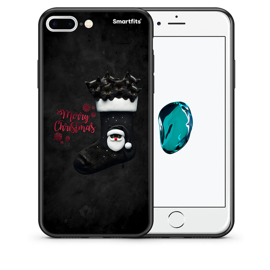 Θήκη iPhone 7 Plus/8 Plus Merry Cat Christmas από τη Smartfits με σχέδιο στο πίσω μέρος και μαύρο περίβλημα | iPhone 7 Plus/8 Plus Merry Cat Christmas case with colorful back and black bezels