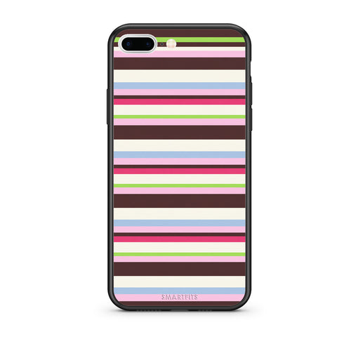 Θήκη iPhone 7 Plus / 8 Plus Multicolour Horizontal Stripes από τη Smartfits με σχέδιο στο πίσω μέρος και μαύρο περίβλημα | iPhone 7 Plus / 8 Plus Multicolour Horizontal Stripes case with colorful back and black bezels