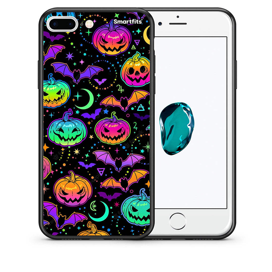 Θήκη iPhone 7 Plus/8 Plus Neon Halloween από τη Smartfits με σχέδιο στο πίσω μέρος και μαύρο περίβλημα | iPhone 7 Plus/8 Plus Neon Halloween case with colorful back and black bezels