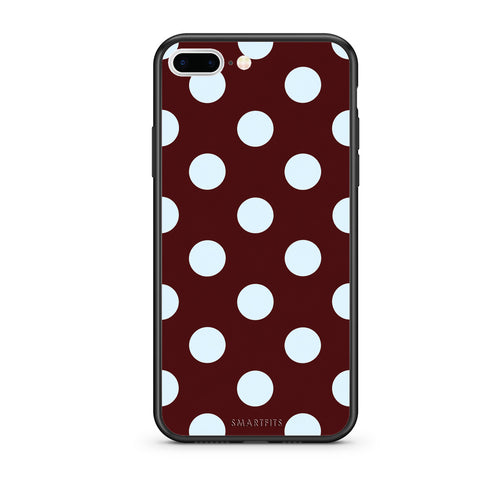 Θήκη iPhone 7 Plus / 8 Plus Pale Blue Large Polka Dots on Burgundy από τη Smartfits με σχέδιο στο πίσω μέρος και μαύρο περίβλημα | iPhone 7 Plus / 8 Plus Pale Blue Large Polka Dots on Burgundy case with colorful back and black bezels