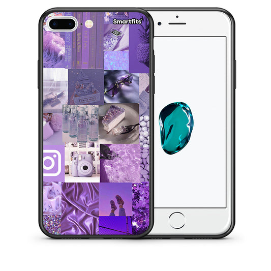 Θήκη iPhone 7 Plus/8 Plus Purple Aesthetic Collage από τη Smartfits με σχέδιο στο πίσω μέρος και μαύρο περίβλημα | iPhone 7 Plus/8 Plus Purple Aesthetic Collage case with colorful back and black bezels