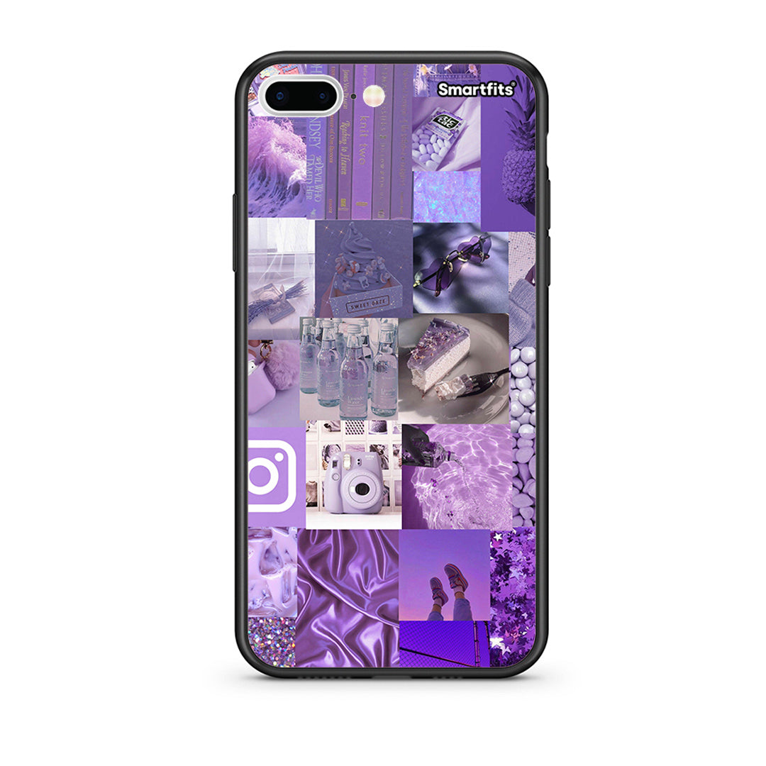 iPhone 7 Plus/8 Plus Purple Aesthetic Collage θήκη από τη Smartfits με σχέδιο στο πίσω μέρος και μαύρο περίβλημα | Smartphone case with colorful back and black bezels by Smartfits
