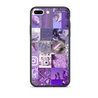 iPhone 7 Plus/8 Plus Purple Aesthetic Collage θήκη από τη Smartfits με σχέδιο στο πίσω μέρος και μαύρο περίβλημα | Smartphone case with colorful back and black bezels by Smartfits