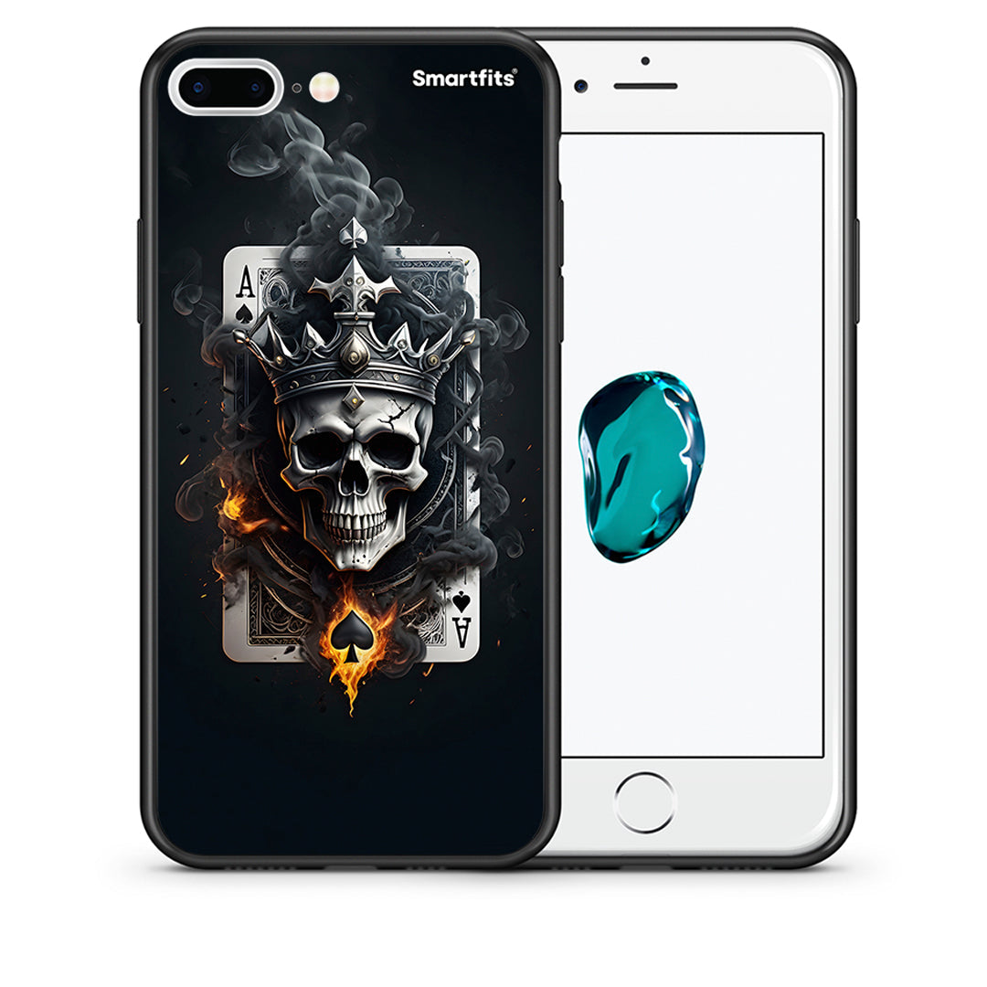 Θήκη iPhone 7 Plus/8 Plus Skull King Ace από τη Smartfits με σχέδιο στο πίσω μέρος και μαύρο περίβλημα | iPhone 7 Plus/8 Plus Skull King Ace case with colorful back and black bezels