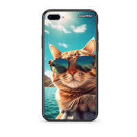 Thumbnail for iPhone 7 Plus/8 Plus Summer Cat θήκη από τη Smartfits με σχέδιο στο πίσω μέρος και μαύρο περίβλημα | Smartphone case with colorful back and black bezels by Smartfits