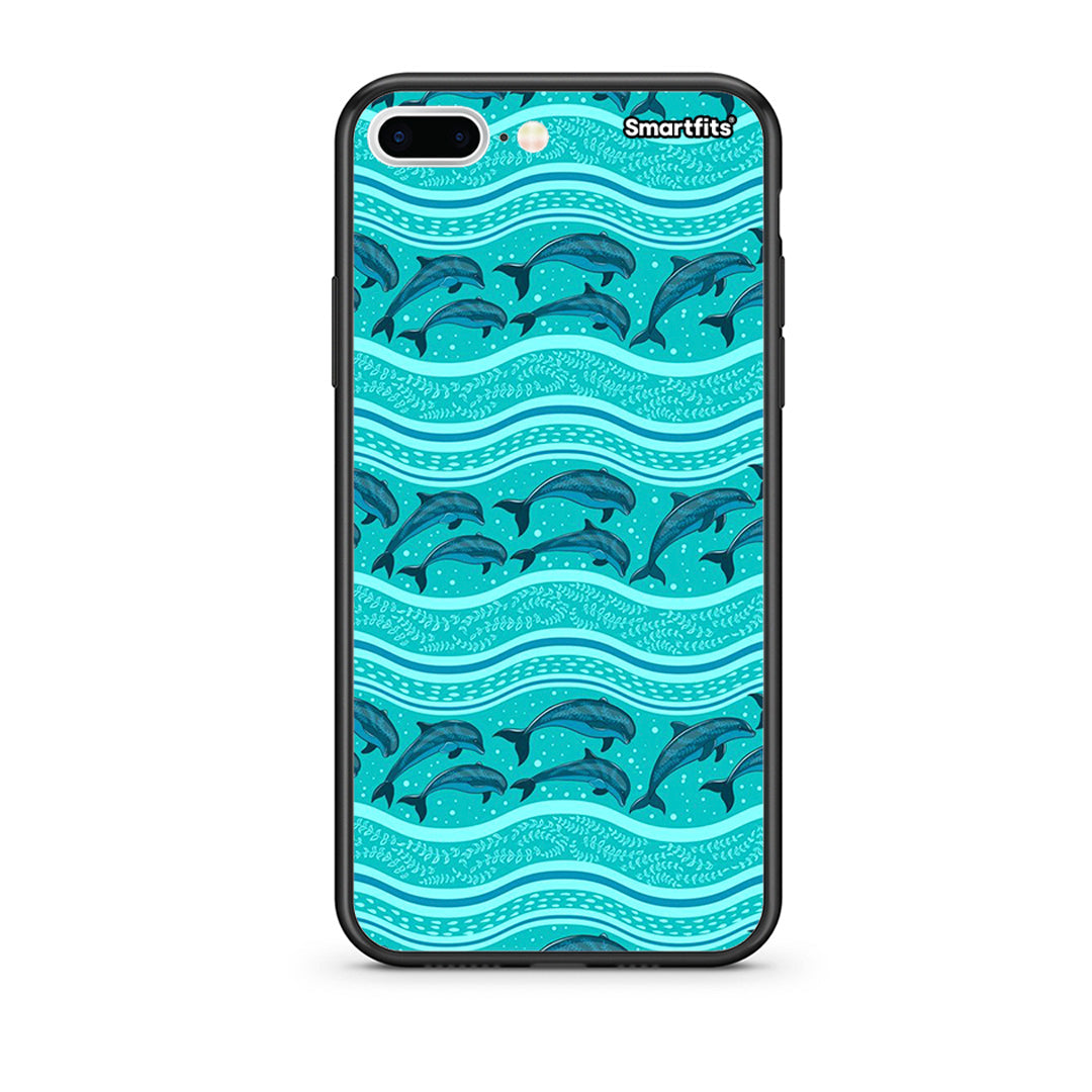 iPhone 7 Plus/8 Plus Swimming Dolphins θήκη από τη Smartfits με σχέδιο στο πίσω μέρος και μαύρο περίβλημα | Smartphone case with colorful back and black bezels by Smartfits