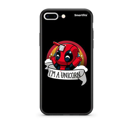 iPhone 7 Plus/8 Plus Unicorn Deadpool θήκη από τη Smartfits με σχέδιο στο πίσω μέρος και μαύρο περίβλημα | Smartphone case with colorful back and black bezels by Smartfits