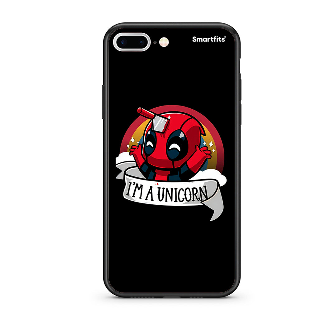 iPhone 7 Plus/8 Plus Unicorn Deadpool θήκη από τη Smartfits με σχέδιο στο πίσω μέρος και μαύρο περίβλημα | Smartphone case with colorful back and black bezels by Smartfits