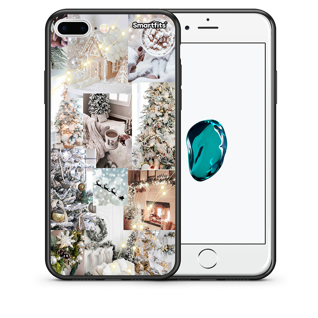 Θήκη iPhone 7 Plus/8 Plus White Christmas από τη Smartfits με σχέδιο στο πίσω μέρος και μαύρο περίβλημα | iPhone 7 Plus/8 Plus White Christmas case with colorful back and black bezels