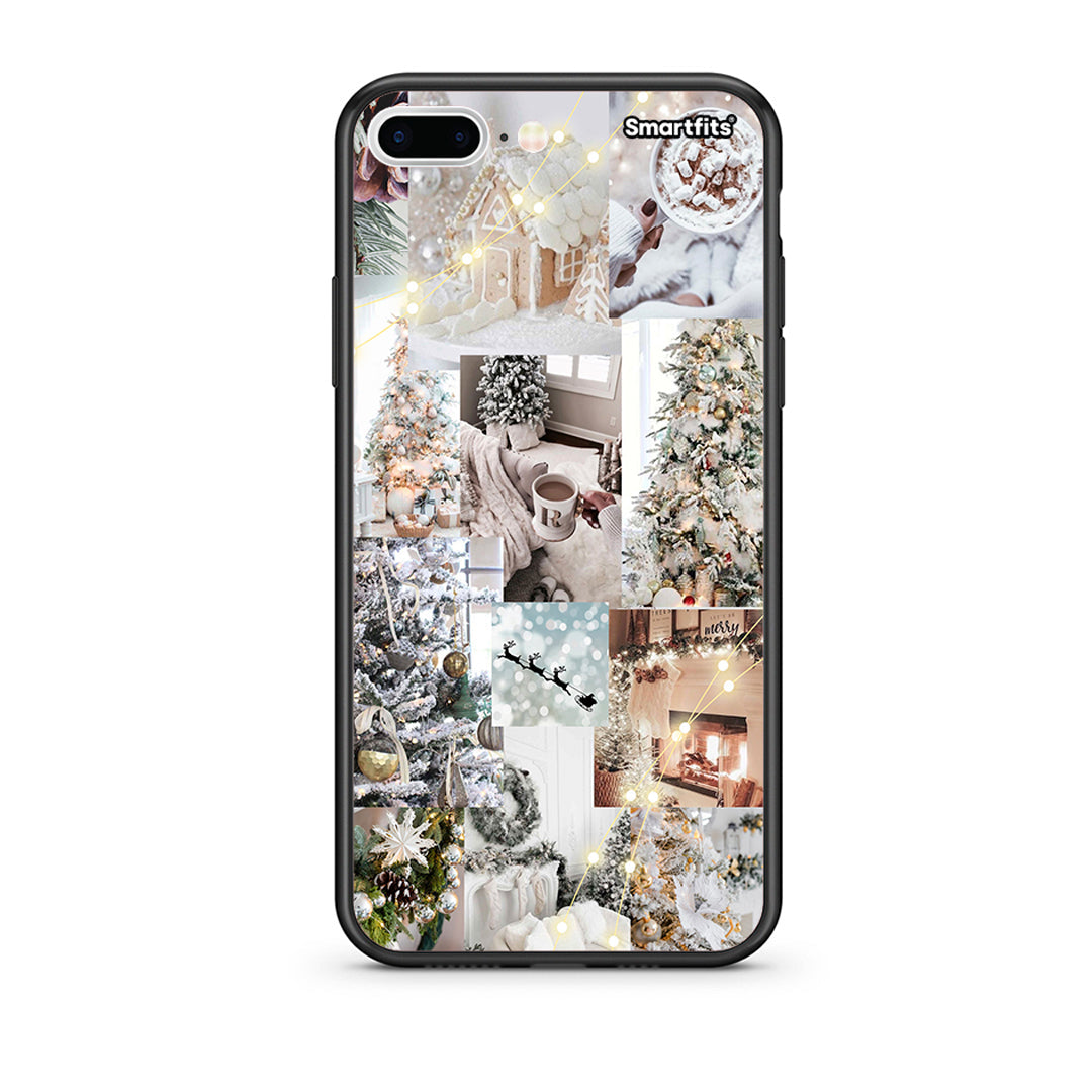 iPhone 7 Plus/8 Plus White Christmas θήκη από τη Smartfits με σχέδιο στο πίσω μέρος και μαύρο περίβλημα | Smartphone case with colorful back and black bezels by Smartfits