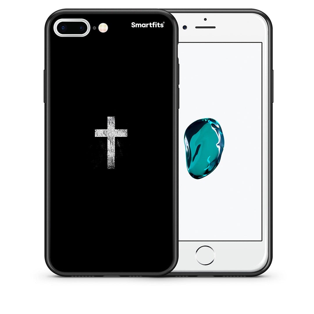 Θήκη iPhone 7 Plus/8 Plus White Cross από τη Smartfits με σχέδιο στο πίσω μέρος και μαύρο περίβλημα | iPhone 7 Plus/8 Plus White Cross case with colorful back and black bezels