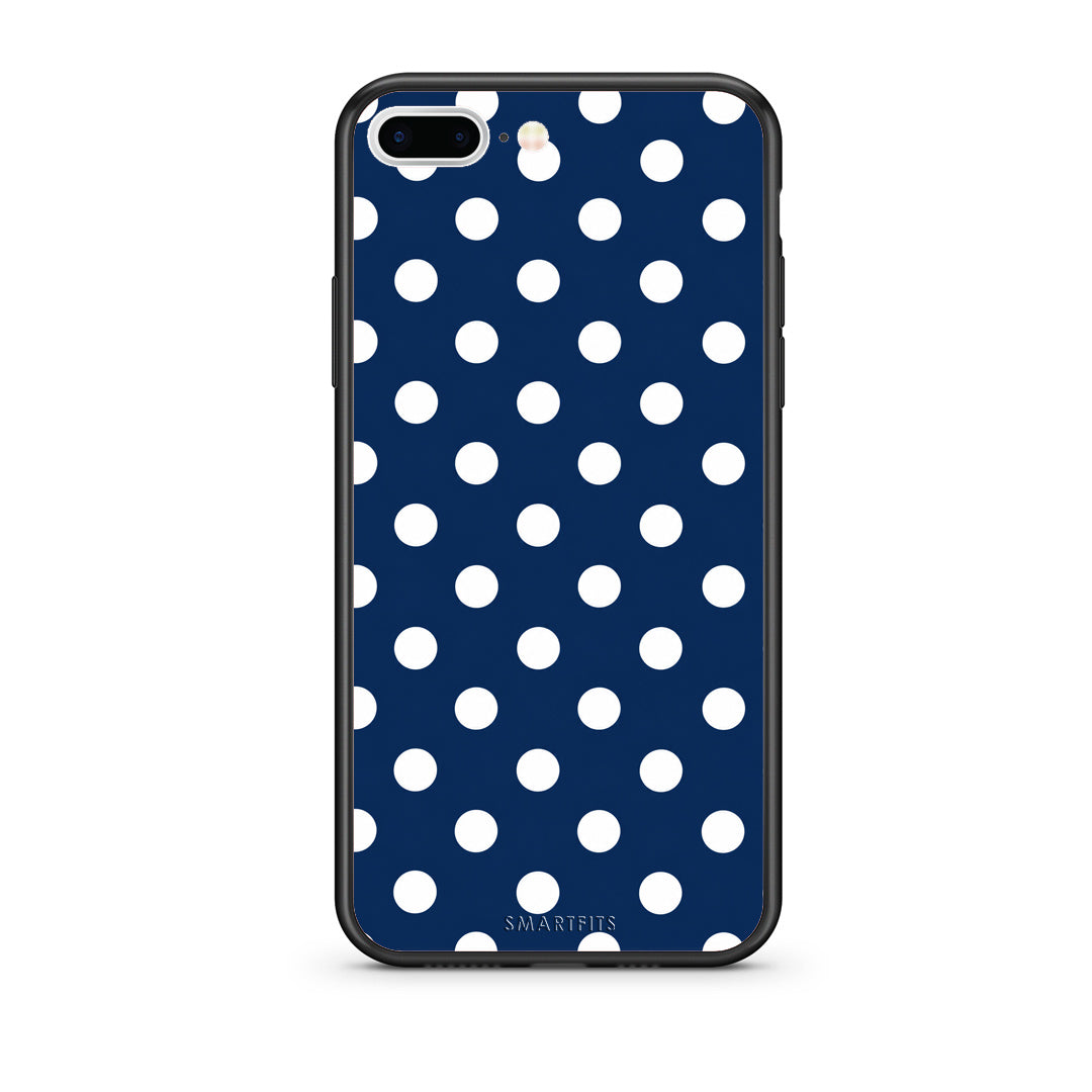 Θήκη iPhone 7 Plus / 8 Plus White Large Polka Dots on Navy από τη Smartfits με σχέδιο στο πίσω μέρος και μαύρο περίβλημα | iPhone 7 Plus / 8 Plus White Large Polka Dots on Navy case with colorful back and black bezels