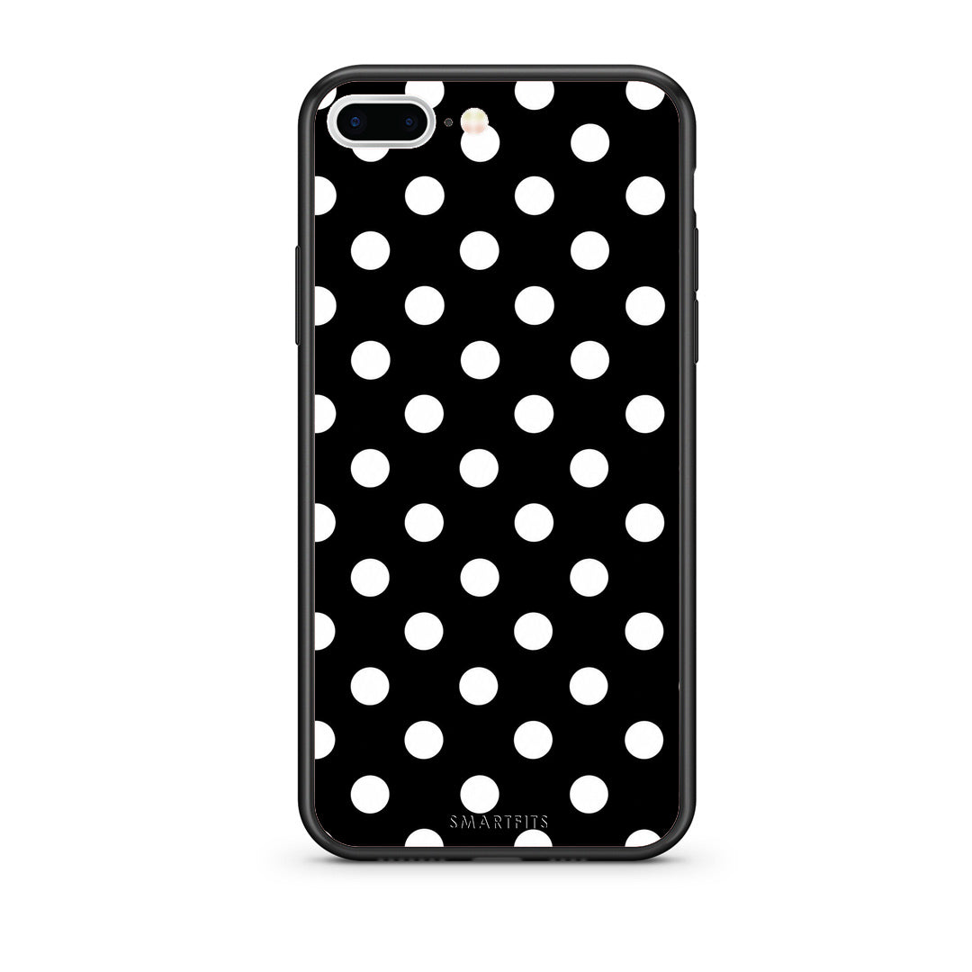 Θήκη iPhone 7 Plus / 8 Plus White Polka Dots on Black από τη Smartfits με σχέδιο στο πίσω μέρος και μαύρο περίβλημα | iPhone 7 Plus / 8 Plus White Polka Dots on Black case with colorful back and black bezels