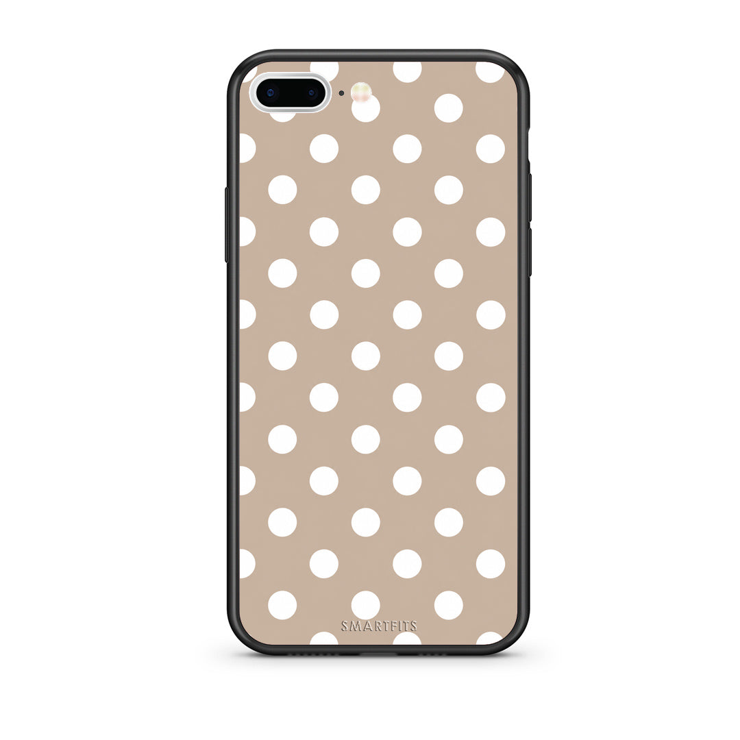 Θήκη iPhone 7 Plus / 8 Plus White Polka Dots on Taupe από τη Smartfits με σχέδιο στο πίσω μέρος και μαύρο περίβλημα | iPhone 7 Plus / 8 Plus White Polka Dots on Taupe case with colorful back and black bezels