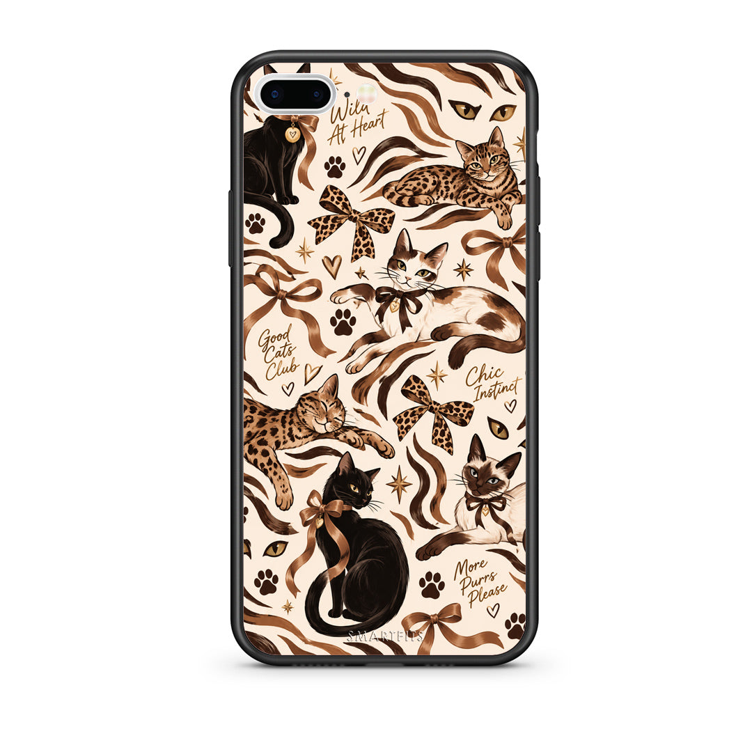Θήκη iPhone 7 Plus / 8 Plus Wild Cats and Animal Print Collage από τη Smartfits με σχέδιο στο πίσω μέρος και μαύρο περίβλημα | iPhone 7 Plus / 8 Plus Wild Cats and Animal Print Collage case with colorful back and black bezels