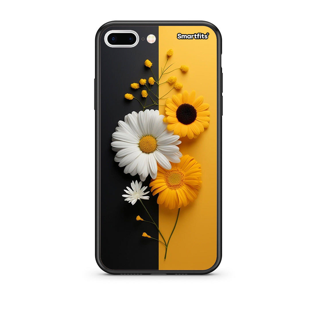 iPhone 7 Plus/8 Plus Yellow Daisies θήκη από τη Smartfits με σχέδιο στο πίσω μέρος και μαύρο περίβλημα | Smartphone case with colorful back and black bezels by Smartfits