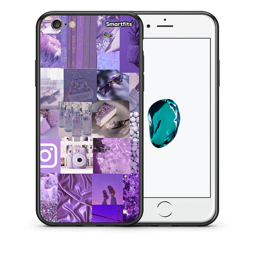 Θήκη iPhone 6 Plus/6s Plus Purple Aesthetic Collage από τη Smartfits με σχέδιο στο πίσω μέρος και μαύρο περίβλημα | iPhone 6 Plus/6s Plus Purple Aesthetic Collage case with colorful back and black bezels