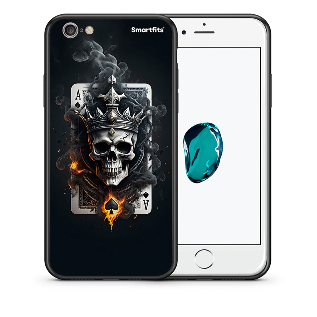 Θήκη iPhone 6 Plus/6s Plus Skull King Ace από τη Smartfits με σχέδιο στο πίσω μέρος και μαύρο περίβλημα | iPhone 6 Plus/6s Plus Skull King Ace case with colorful back and black bezels