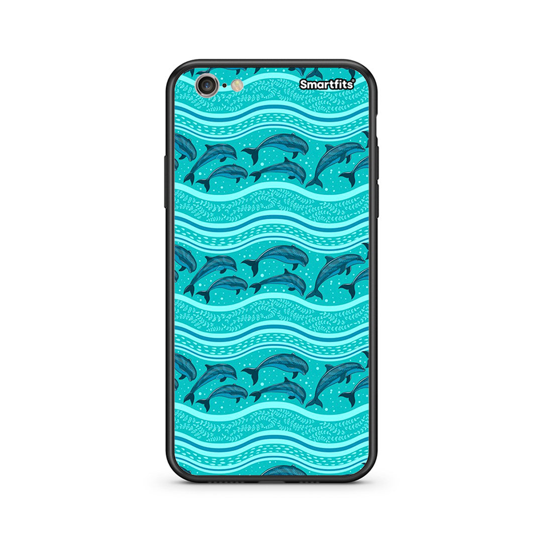 iphone 6 plus 6s plus Swimming Dolphins θήκη από τη Smartfits με σχέδιο στο πίσω μέρος και μαύρο περίβλημα | Smartphone case with colorful back and black bezels by Smartfits