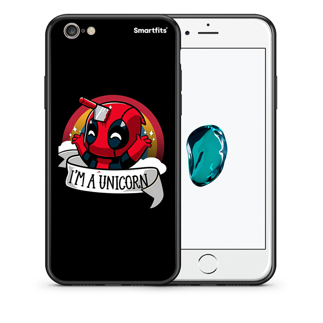 Θήκη iPhone 7/8/SE 2020 Unicorn Deadpool από τη Smartfits με σχέδιο στο πίσω μέρος και μαύρο περίβλημα | iPhone 7/8/SE 2020 Unicorn Deadpool case with colorful back and black bezels