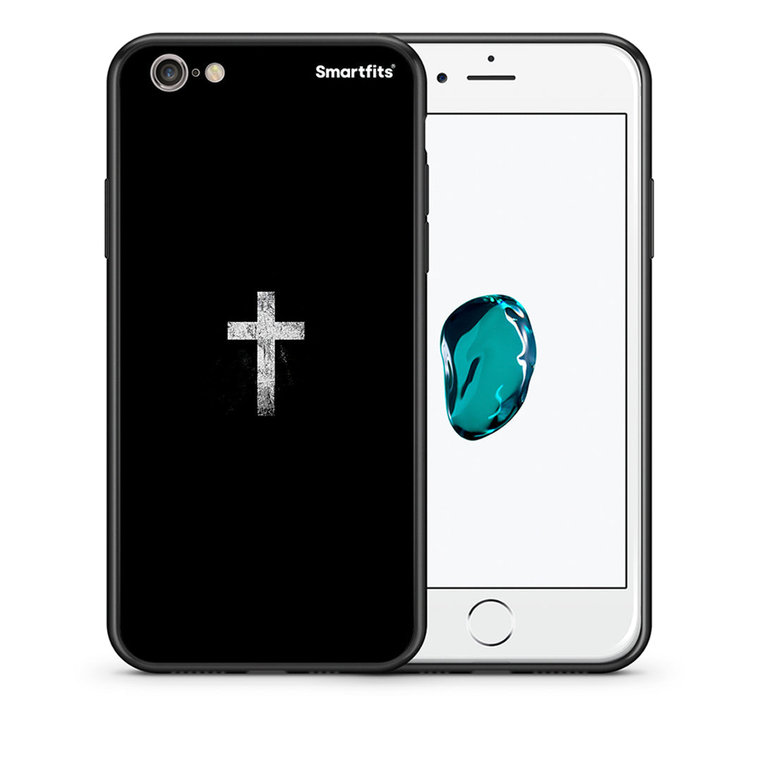 Θήκη iPhone 6 Plus/6s Plus White Cross από τη Smartfits με σχέδιο στο πίσω μέρος και μαύρο περίβλημα | iPhone 6 Plus/6s Plus White Cross case with colorful back and black bezels