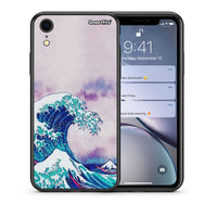 Thumbnail for Θήκη iPhone XR Blue Waves από τη Smartfits με σχέδιο στο πίσω μέρος και μαύρο περίβλημα | iPhone XR Blue Waves case with colorful back and black bezels