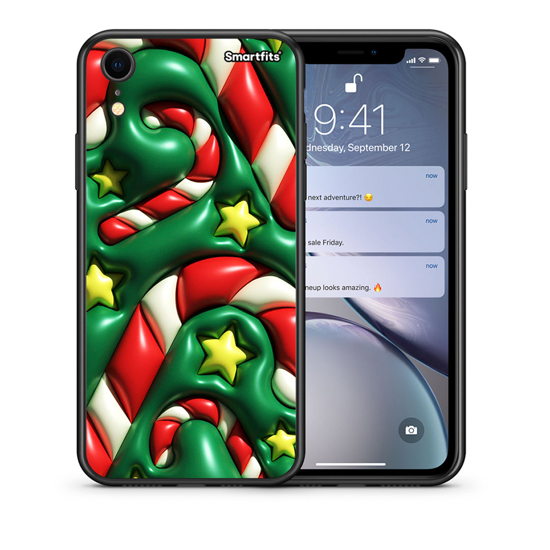 Θήκη iPhone XR Christmas Bubbles από τη Smartfits με σχέδιο στο πίσω μέρος και μαύρο περίβλημα | iPhone XR Christmas Bubbles case with colorful back and black bezels