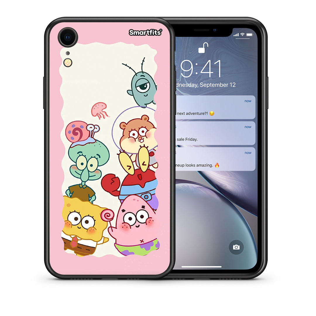 Θήκη iPhone XR Cute Companion από τη Smartfits με σχέδιο στο πίσω μέρος και μαύρο περίβλημα | iPhone XR Cute Companion case with colorful back and black bezels