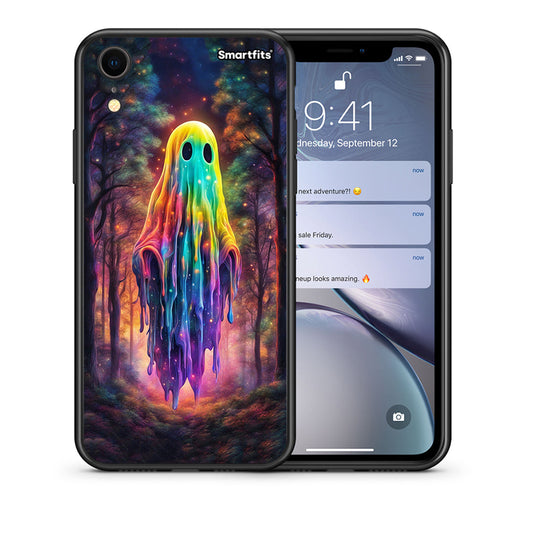 Θήκη iPhone XR Halloween Ghost από τη Smartfits με σχέδιο στο πίσω μέρος και μαύρο περίβλημα | iPhone XR Halloween Ghost case with colorful back and black bezels