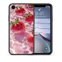 Thumbnail for Θήκη iPhone XR Juicy Strawberries από τη Smartfits με σχέδιο στο πίσω μέρος και μαύρο περίβλημα | iPhone XR Juicy Strawberries case with colorful back and black bezels