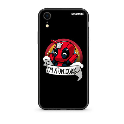 iphone xr Unicorn Deadpool θήκη από τη Smartfits με σχέδιο στο πίσω μέρος και μαύρο περίβλημα | Smartphone case with colorful back and black bezels by Smartfits