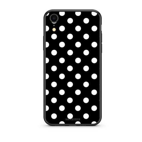 Θήκη iPhone XR White Polka Dots on Black από τη Smartfits με σχέδιο στο πίσω μέρος και μαύρο περίβλημα | iPhone XR White Polka Dots on Black case with colorful back and black bezels