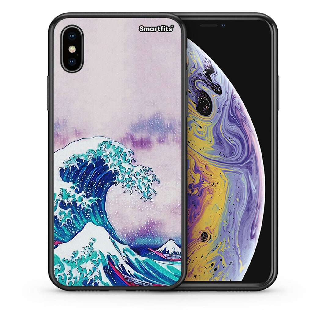 Θήκη iPhone Xs Max Blue Waves από τη Smartfits με σχέδιο στο πίσω μέρος και μαύρο περίβλημα | iPhone Xs Max Blue Waves case with colorful back and black bezels