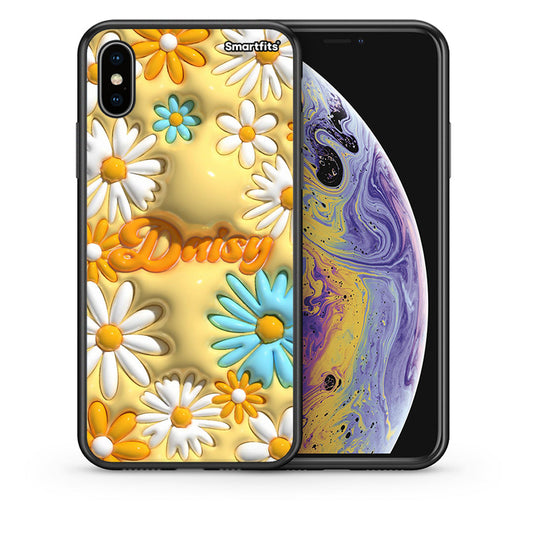 Θήκη iPhone X/Xs Bubble Daisies από τη Smartfits με σχέδιο στο πίσω μέρος και μαύρο περίβλημα | iPhone X/Xs Bubble Daisies case with colorful back and black bezels