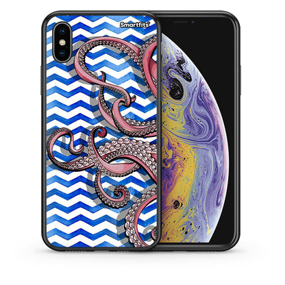 Θήκη iPhone Xs Max Chevron Devilfish από τη Smartfits με σχέδιο στο πίσω μέρος και μαύρο περίβλημα | iPhone Xs Max Chevron Devilfish case with colorful back and black bezels