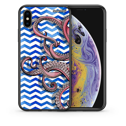 Θήκη iPhone Xs Max Chevron Devilfish από τη Smartfits με σχέδιο στο πίσω μέρος και μαύρο περίβλημα | iPhone Xs Max Chevron Devilfish case with colorful back and black bezels