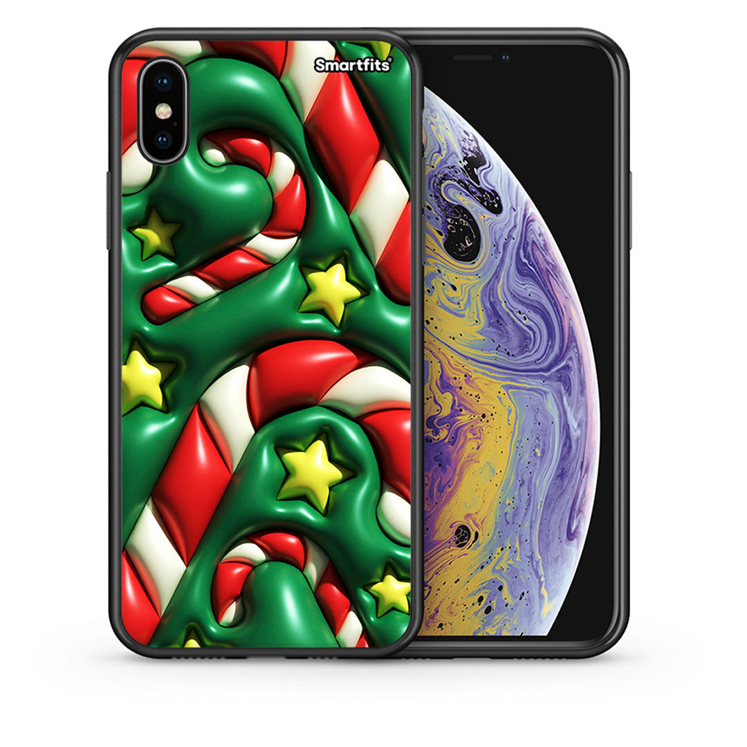 Θήκη iPhone X/Xs Christmas Bubbles από τη Smartfits με σχέδιο στο πίσω μέρος και μαύρο περίβλημα | iPhone X/Xs Christmas Bubbles case with colorful back and black bezels