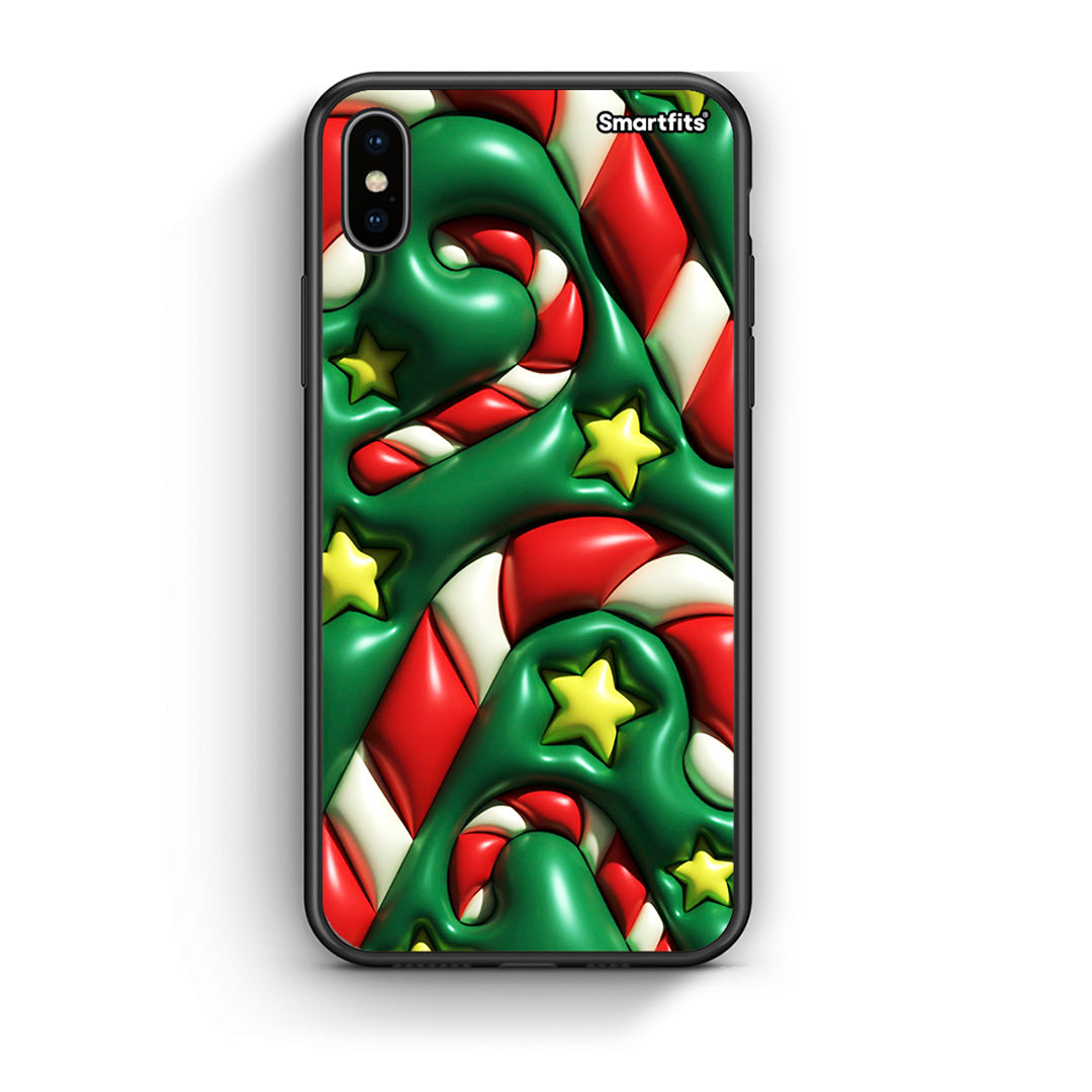 iPhone X/Xs Christmas Bubbles θήκη από τη Smartfits με σχέδιο στο πίσω μέρος και μαύρο περίβλημα | Smartphone case with colorful back and black bezels by Smartfits