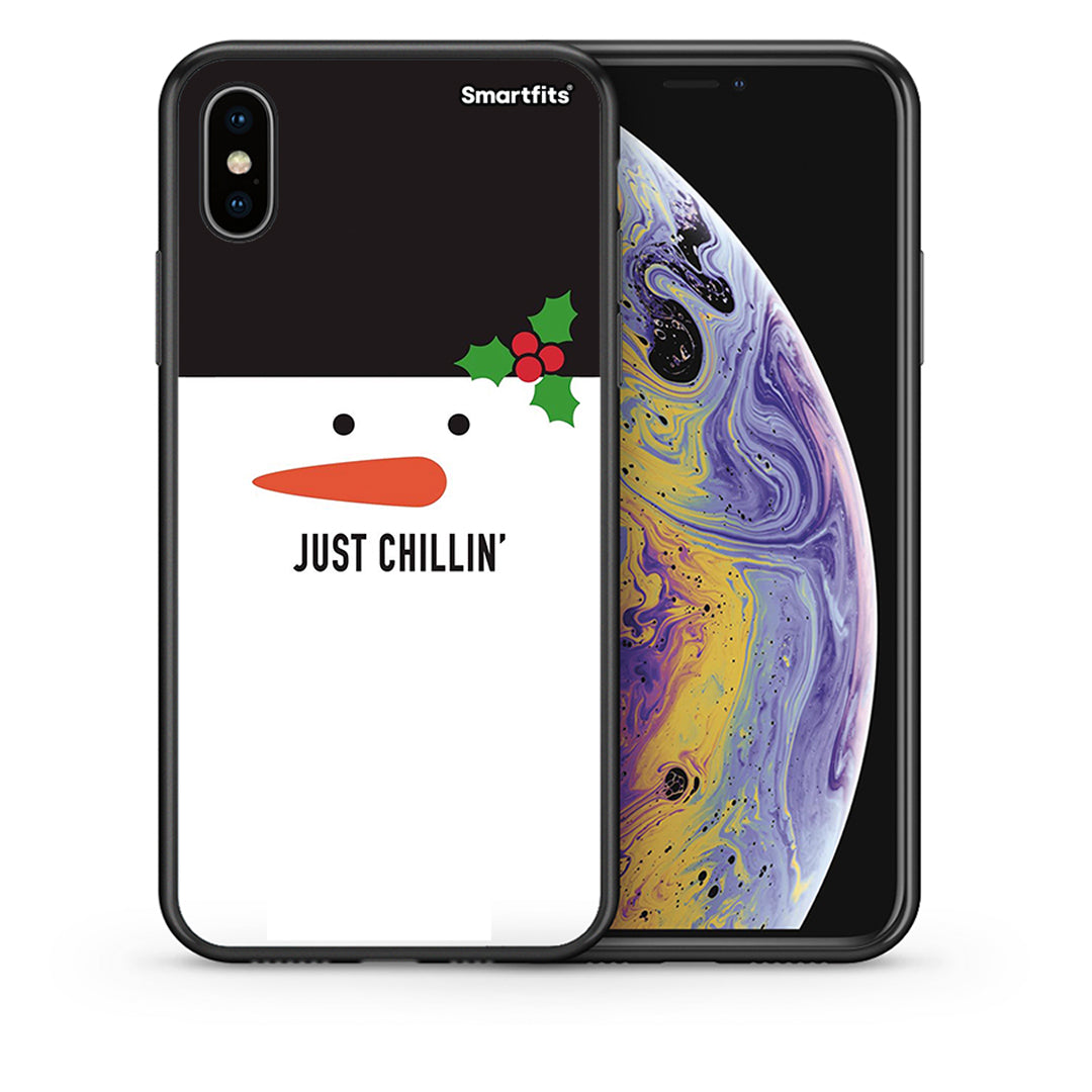 Θήκη iPhone X/Xs Christmas Chillin από τη Smartfits με σχέδιο στο πίσω μέρος και μαύρο περίβλημα | iPhone X/Xs Christmas Chillin case with colorful back and black bezels