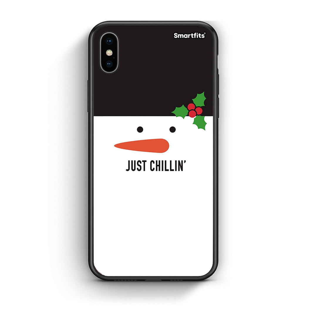 iPhone X/Xs Christmas Chillin θήκη από τη Smartfits με σχέδιο στο πίσω μέρος και μαύρο περίβλημα | Smartphone case with colorful back and black bezels by Smartfits