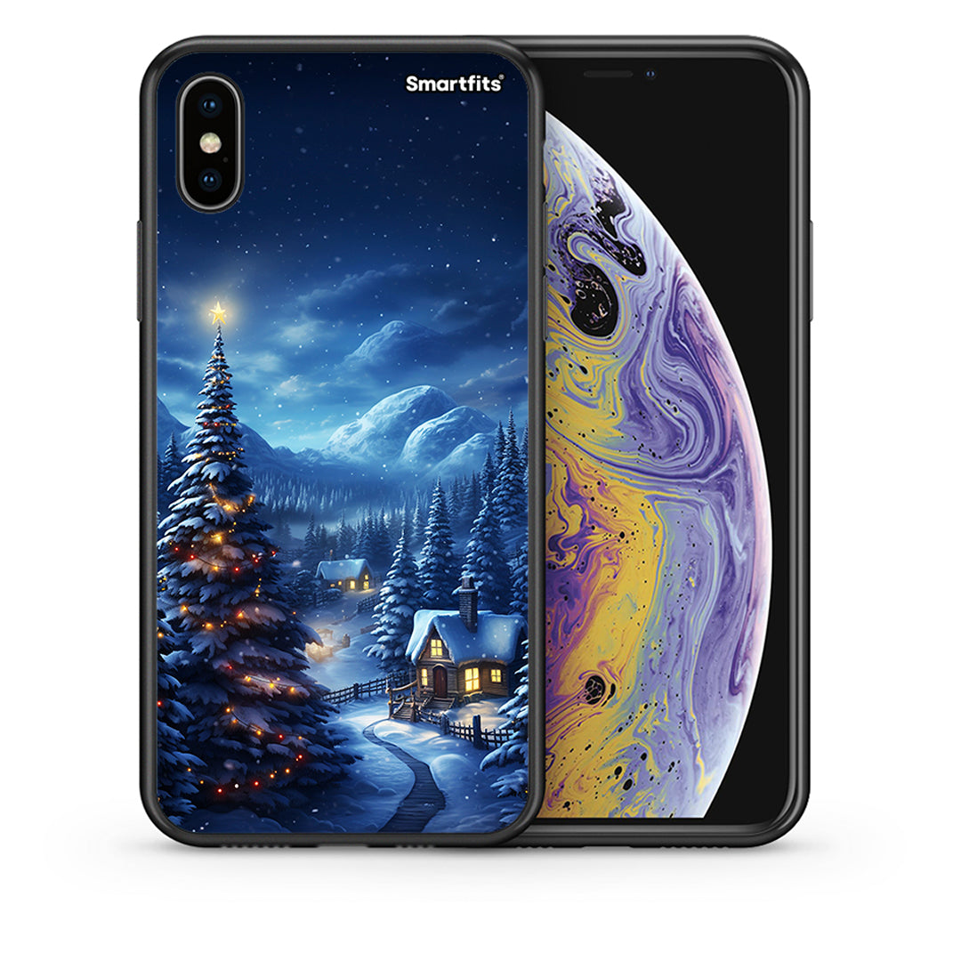 Θήκη iPhone X/Xs Christmas Scenery από τη Smartfits με σχέδιο στο πίσω μέρος και μαύρο περίβλημα | iPhone X/Xs Christmas Scenery case with colorful back and black bezels