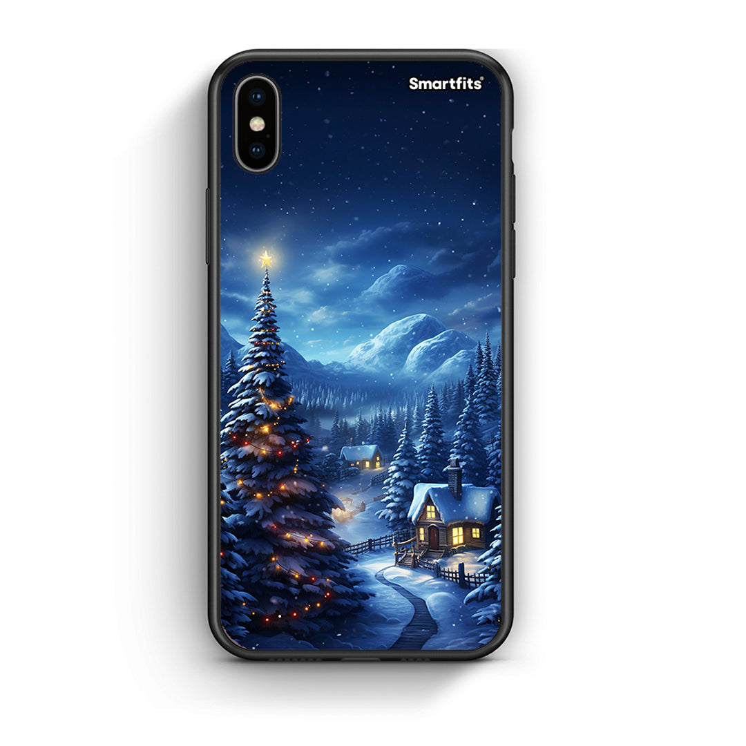 iPhone X/Xs Christmas Scenery θήκη από τη Smartfits με σχέδιο στο πίσω μέρος και μαύρο περίβλημα | Smartphone case with colorful back and black bezels by Smartfits