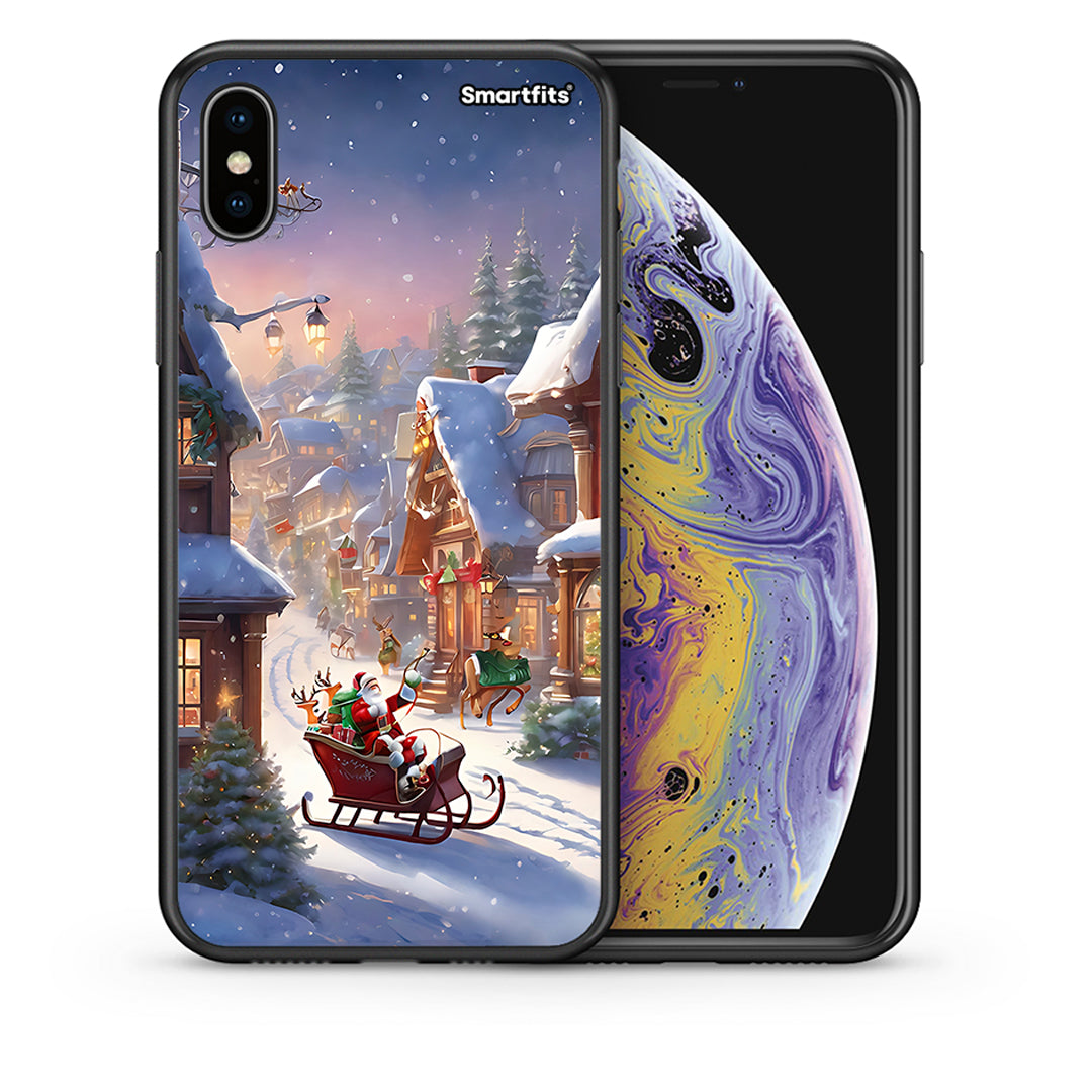 Θήκη iPhone Xs Max Christmas Snow από τη Smartfits με σχέδιο στο πίσω μέρος και μαύρο περίβλημα | iPhone Xs Max Christmas Snow case with colorful back and black bezels