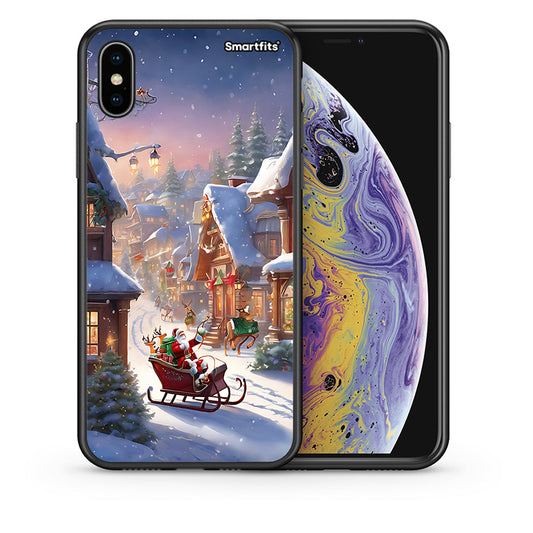 Θήκη iPhone X/Xs Christmas Snow από τη Smartfits με σχέδιο στο πίσω μέρος και μαύρο περίβλημα | iPhone X/Xs Christmas Snow case with colorful back and black bezels