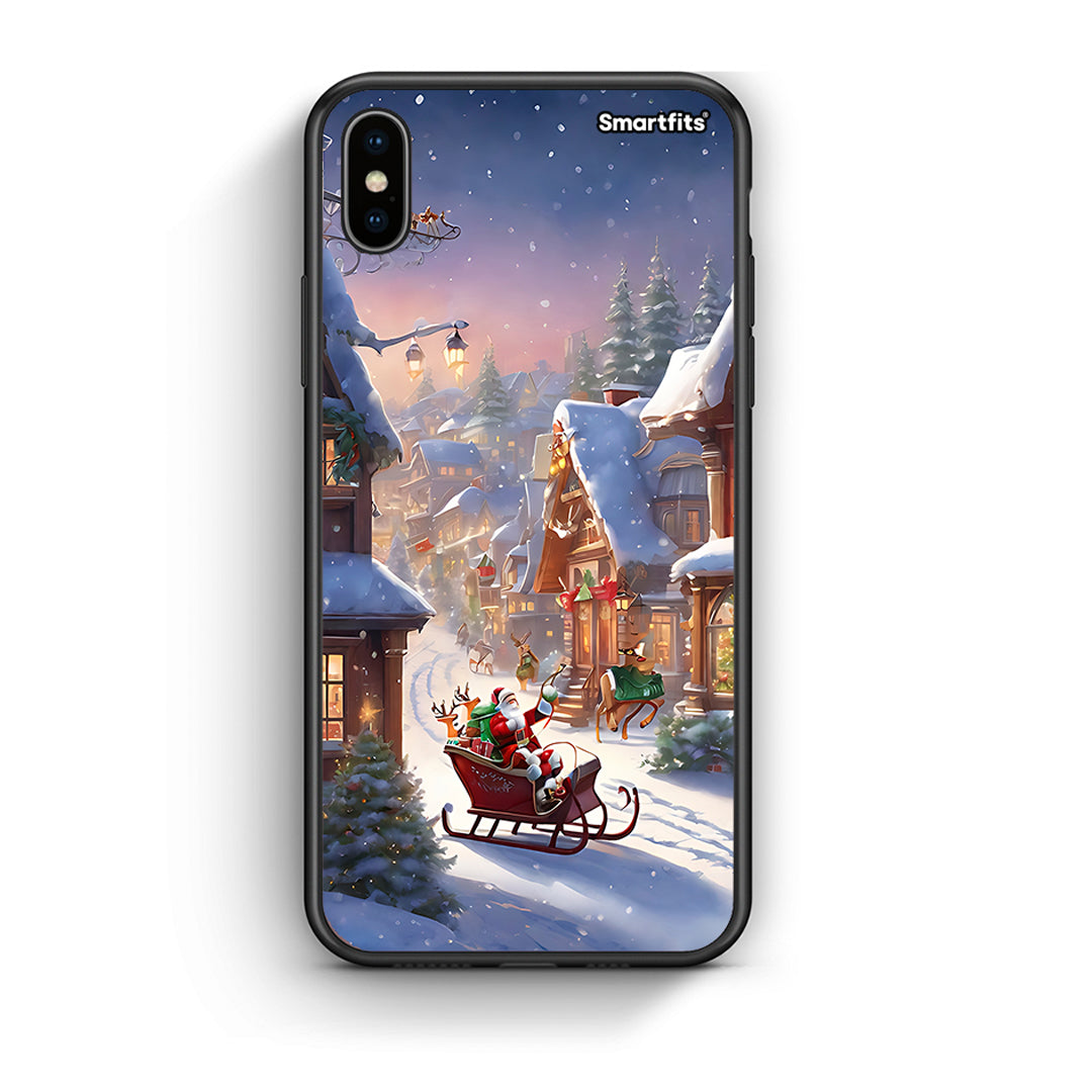 iphone xs max Christmas Snow θήκη από τη Smartfits με σχέδιο στο πίσω μέρος και μαύρο περίβλημα | Smartphone case with colorful back and black bezels by Smartfits