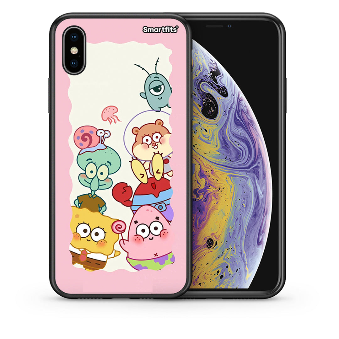 Θήκη iPhone Xs Max Cute Companion από τη Smartfits με σχέδιο στο πίσω μέρος και μαύρο περίβλημα | iPhone Xs Max Cute Companion case with colorful back and black bezels